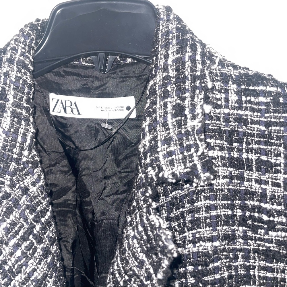 Bloggers Favorite Zara Women's DoubleBreast Tweed Textured Black & White Blazer - Picture 16 of 16
